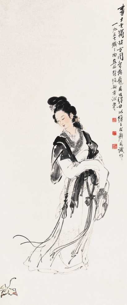 徐操 丁酉(1957年)作 设色仕女 立轴